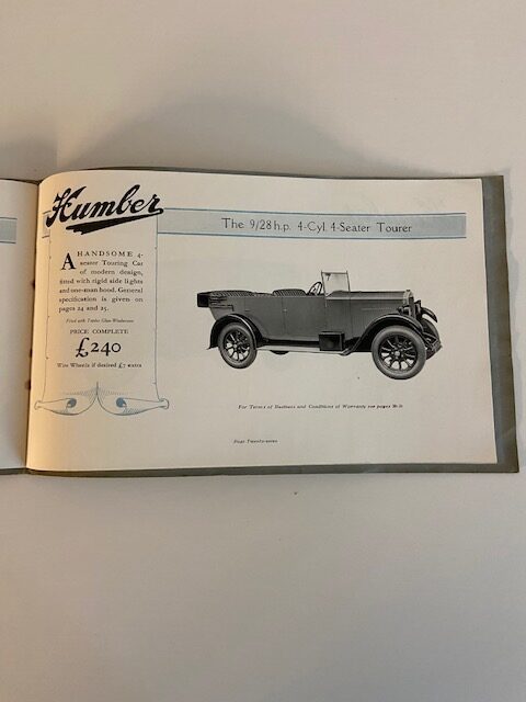 Humber cars catalogue 1928