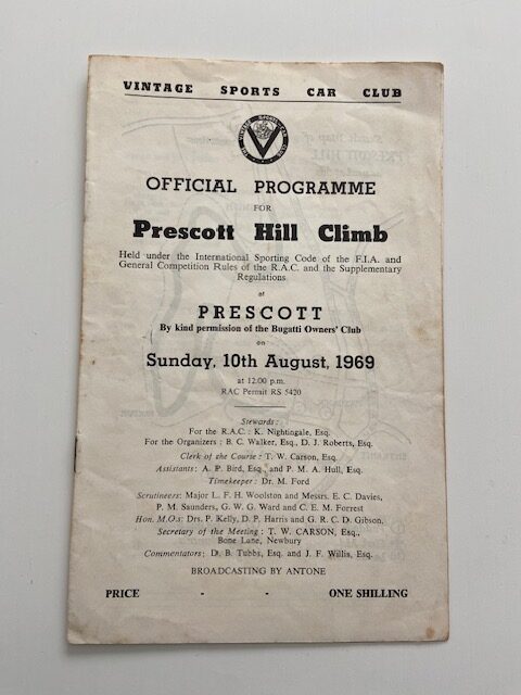 VSCC Prescott Hill Climb 1969 Programme